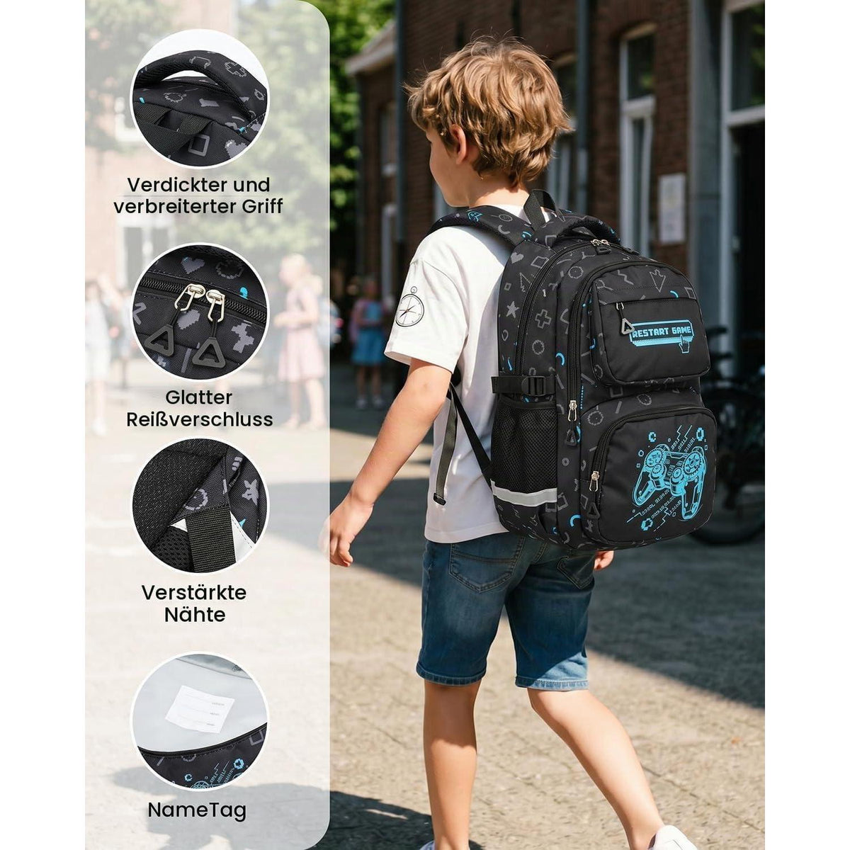 Schulranzen Jungen 1.-4. Klasse Reflektierend & Nachtleuchtend