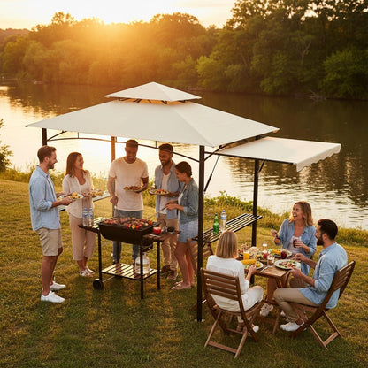 Grillpavillon mit Seitenmarkise & Doppeldach – Wetterfest & Komfortabel