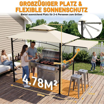 Grillpavillon mit Seitenmarkise & Doppeldach – Wetterfest & Komfortabel