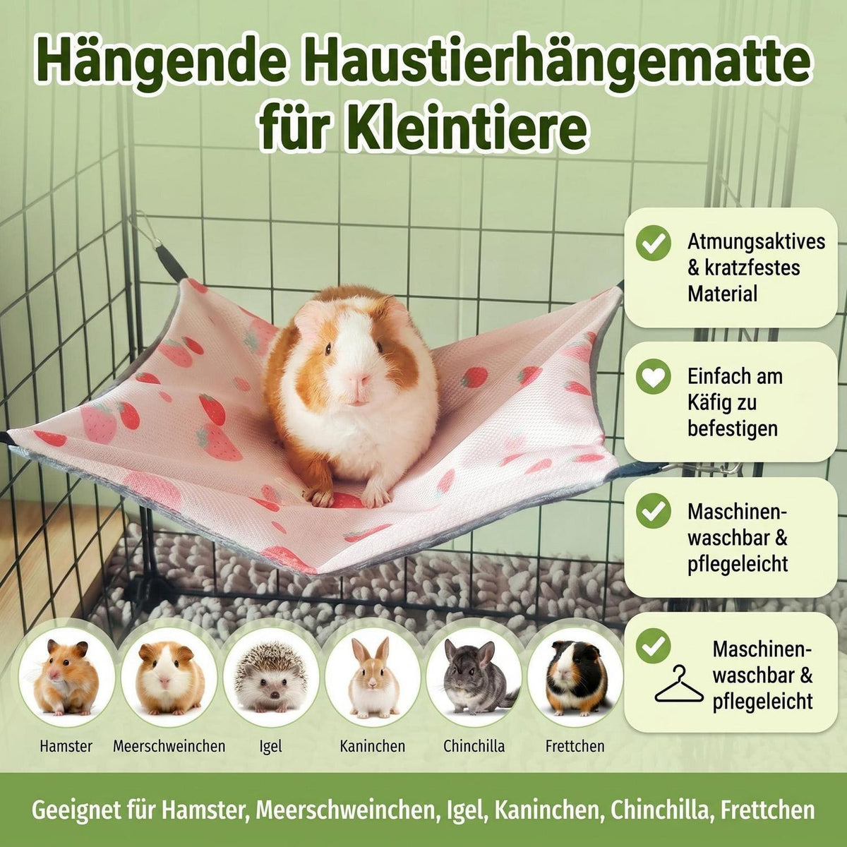 Hängematte 2er Set für Meerschweinchen & Hamster – Weich & Atmungsaktiv