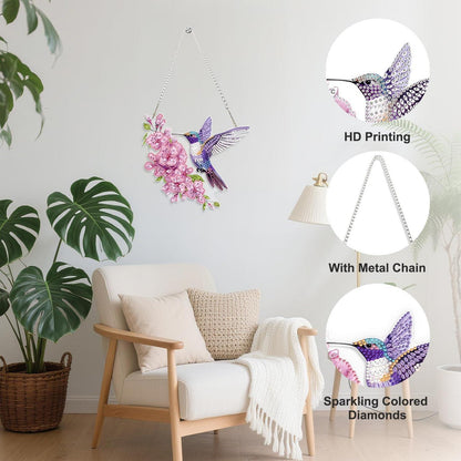 Diamond Painting Fensterbild Vogel mit Kette – DIY Bausatz