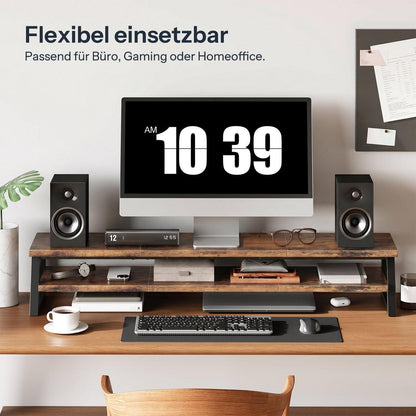 Monitorständer für 2 Monitore, 100cm, Vintagebraun/Schwarz