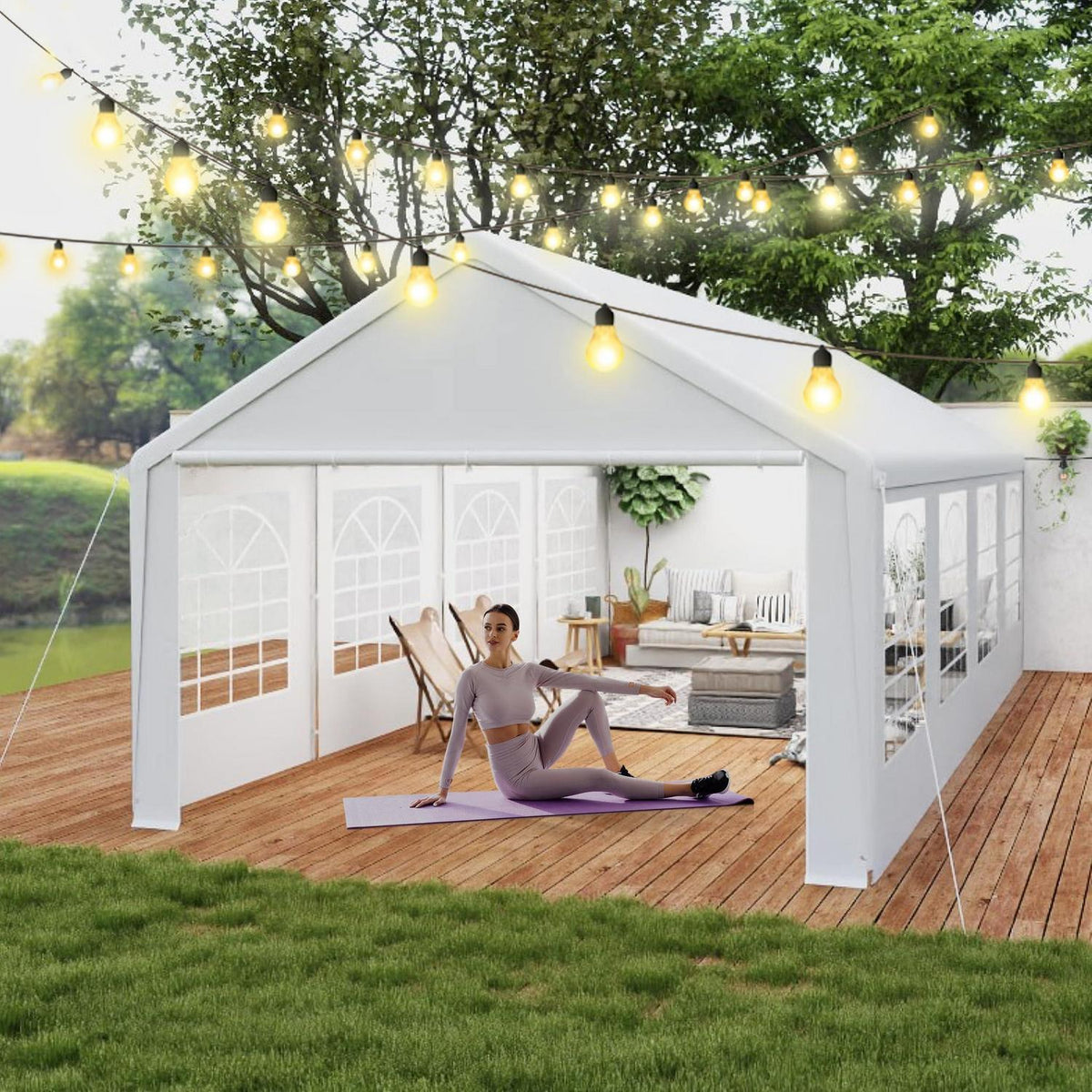 Partyzelt 4x8m – Weißes Garten- & Festzelt mit Zubehör