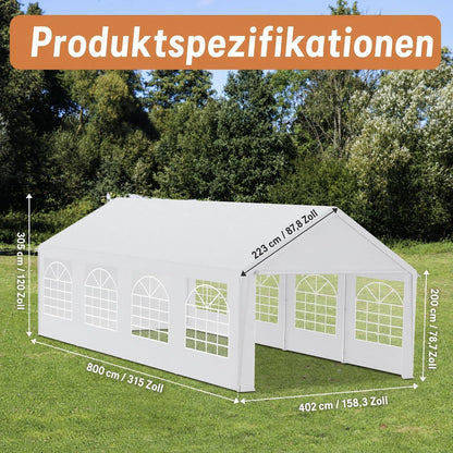 Partyzelt 4x8m – Weißes Garten- & Festzelt mit Zubehör
