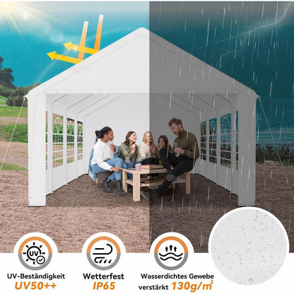 Partyzelt 4x8m – Weißes Garten- & Festzelt mit Zubehör