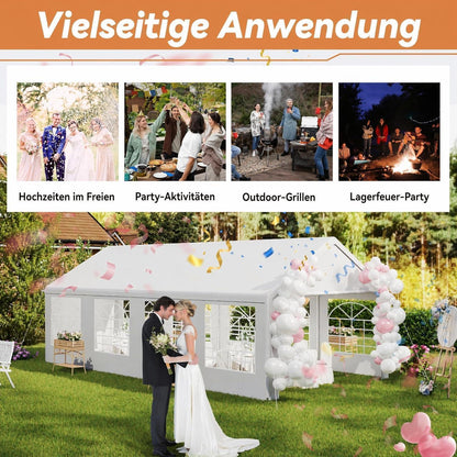 Partyzelt 4x8m – Weißes Garten- & Festzelt mit Zubehör