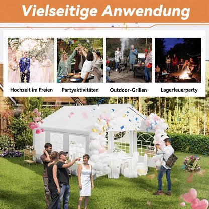 Partyzelt 4x6m – Weißes Garten- & Festzelt mit Zubehör