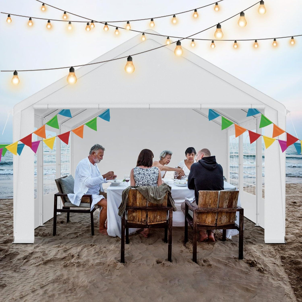 Partyzelt 4x6m – Weißes Garten- & Festzelt mit Zubehör