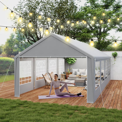 Partyzelt 4x8m Grau – Wasserdichtes Garten- & Festzelt mit Zubehör