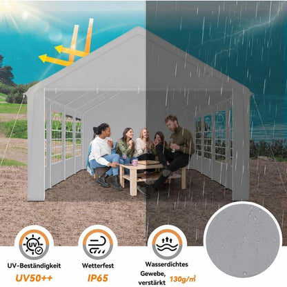 Partyzelt 4x8m Grau – Wasserdichtes Garten- & Festzelt mit Zubehör