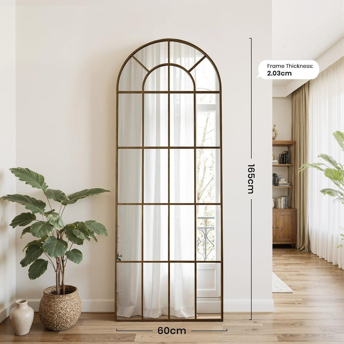 Bronze Standspiegel 60x165cm – Ganzkörper Spiegel für Wohnzimmer