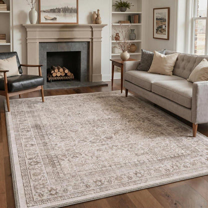 Vintage Teppich Wohnzimmer 200x290cm Beige Rechteckig