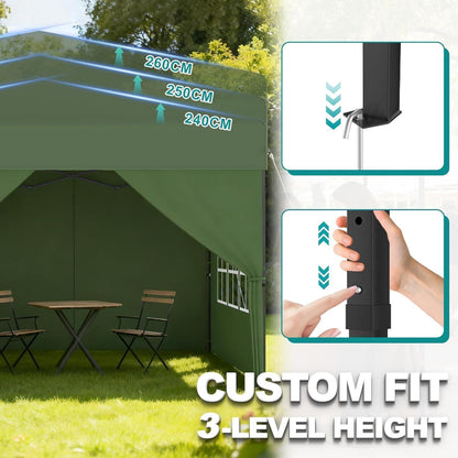 Faltpavillon 2.5x2.5 Wasserdicht & Stabil mit Seitenwänden