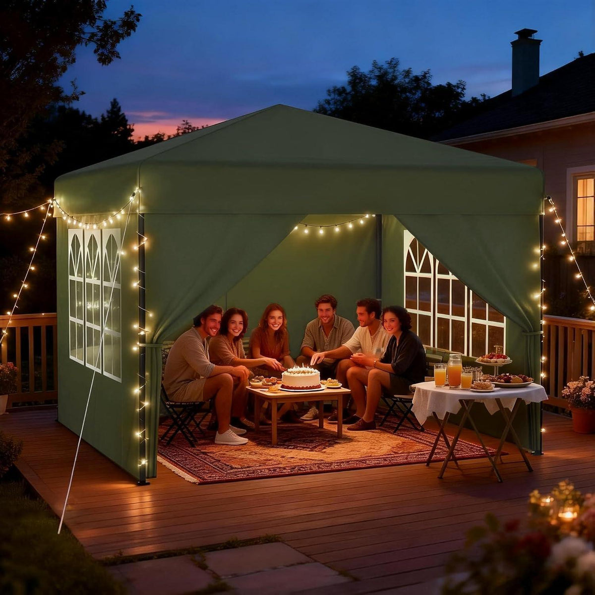 Faltpavillon 2.5x2.5 Wasserdicht & Stabil mit Seitenwänden