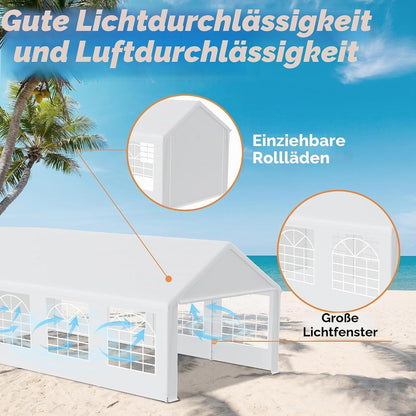 Partyzelt 4x8m Weiß – Stabiler Pavillon mit Seitenwänden