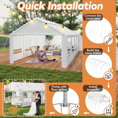Partyzelt 4x8m Weiß – Stabiler Pavillon mit Seitenwänden