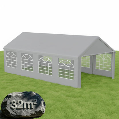 Partyzelt 4x8m Grau – Wasserdicht & Stabil für Garten & Events