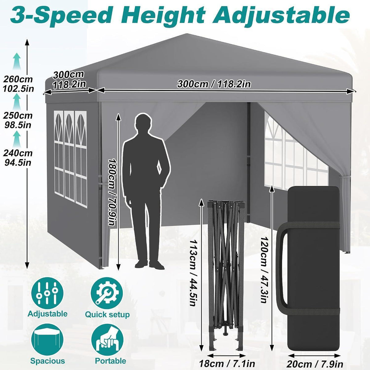 3x3 Pavillon Wasserdicht & Stabil – Mit Seitenwänden für Garten & Outdoor