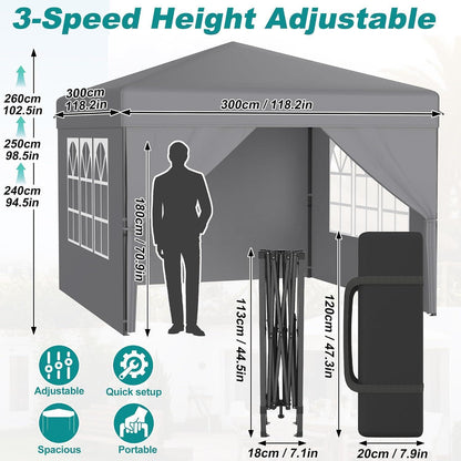 3x3 Pavillon Wasserdicht & Stabil – Mit Seitenwänden für Garten & Outdoor