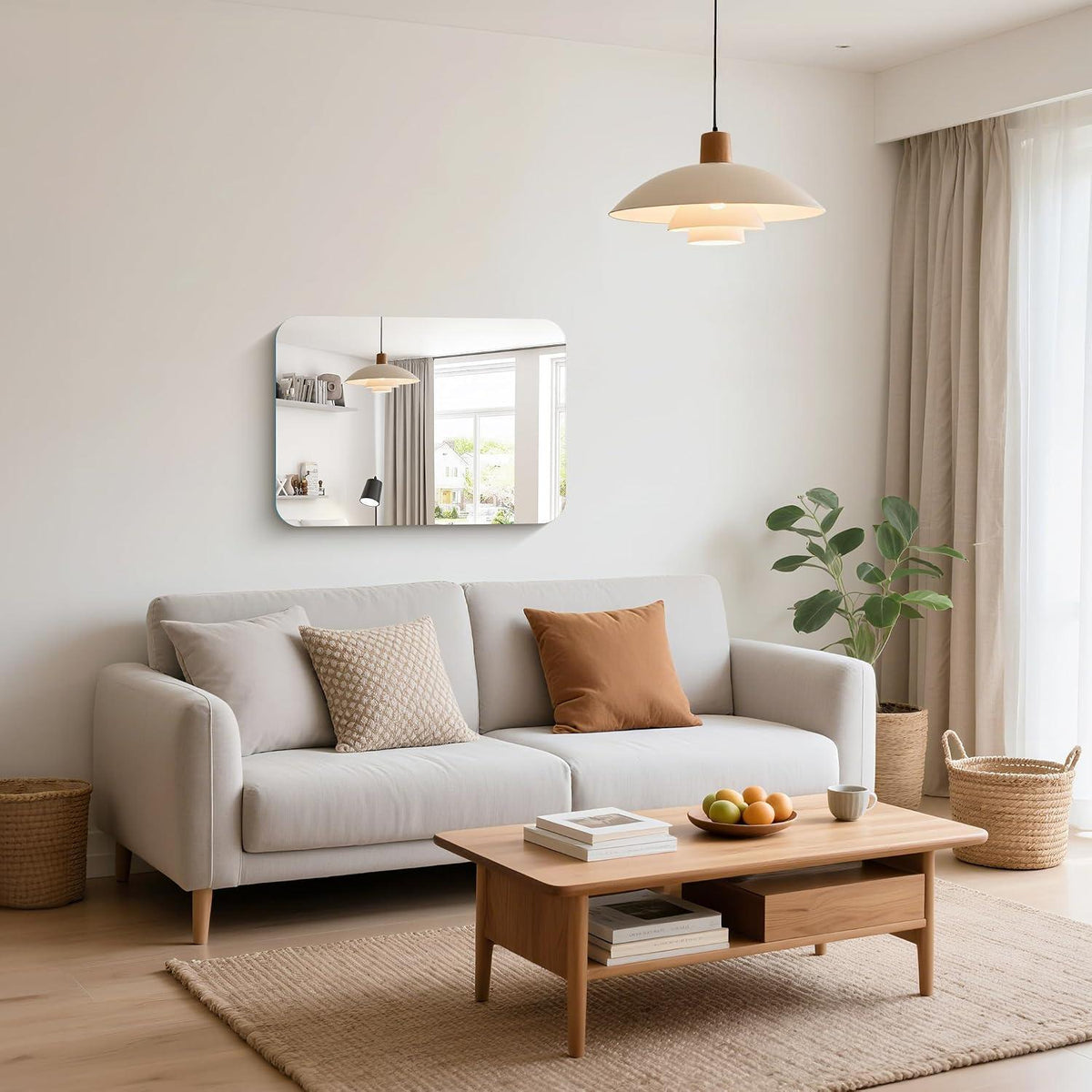 Rechteckiger Wandspiegel 70x50cm & 90x75cm Rahmenlos