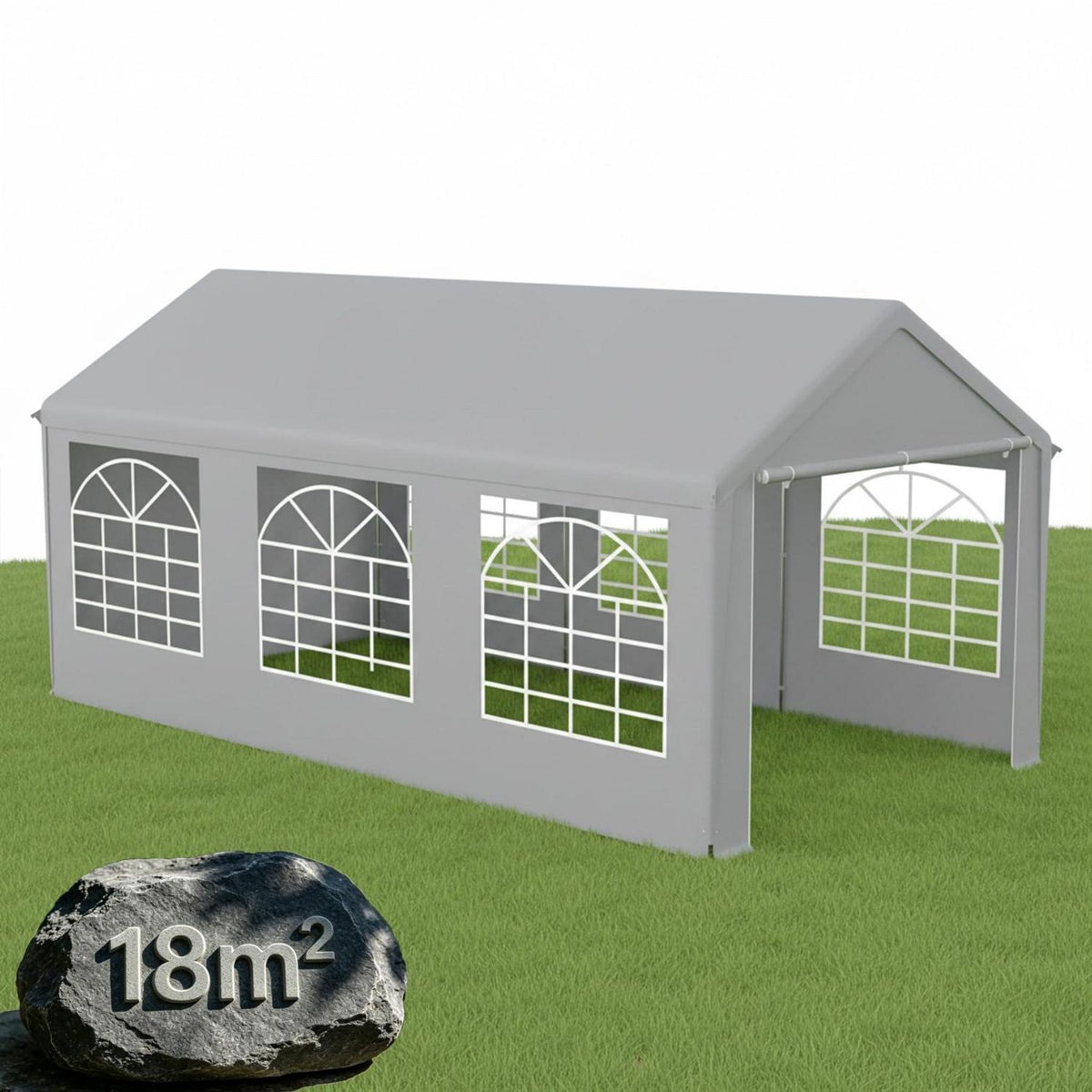 Partyzelt 3x6m Grau – Wasserdicht & Stabil für Garten & Events