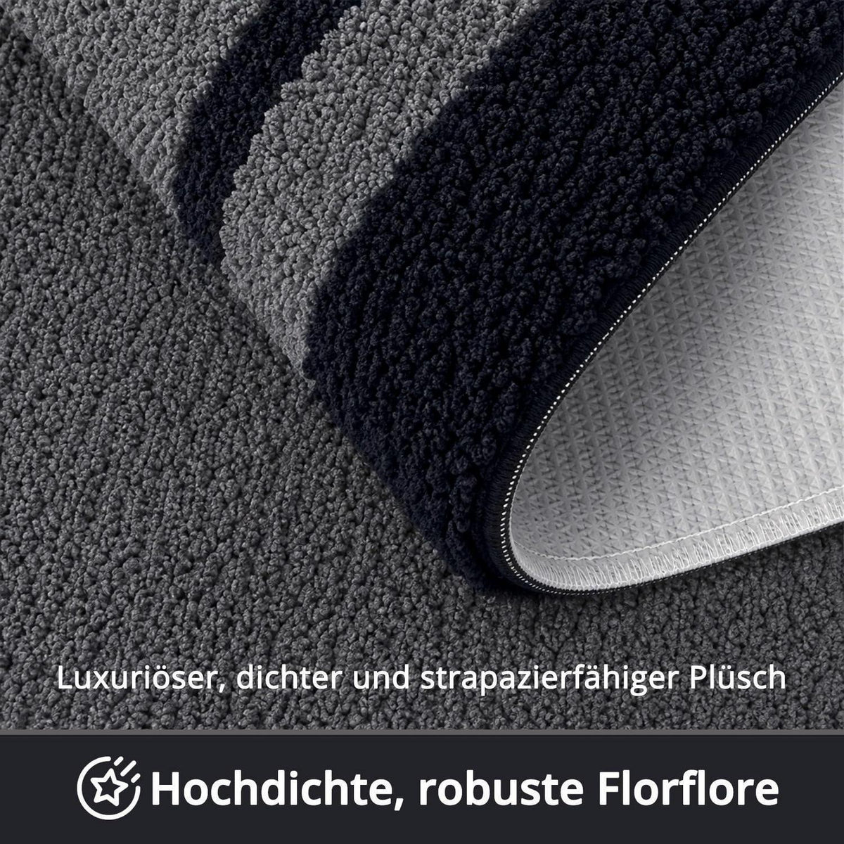 Fußmatte Innen rutschfest 60x90 cm – Schwarzgrau