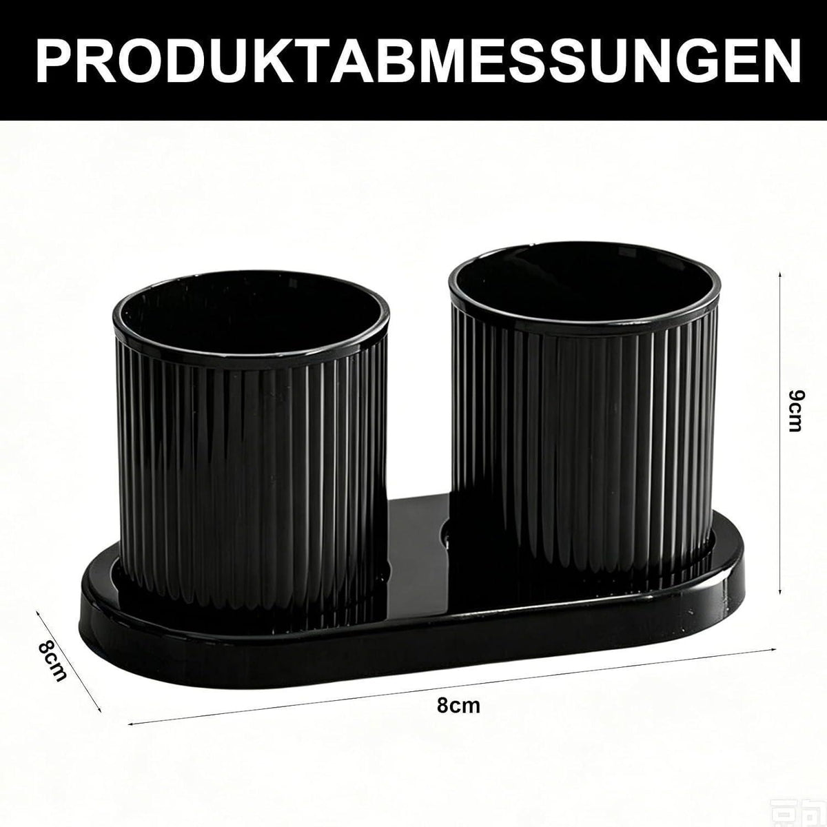 Doppel Zahnbürstenhalter Set Schwarz – Badezimmer Organizer