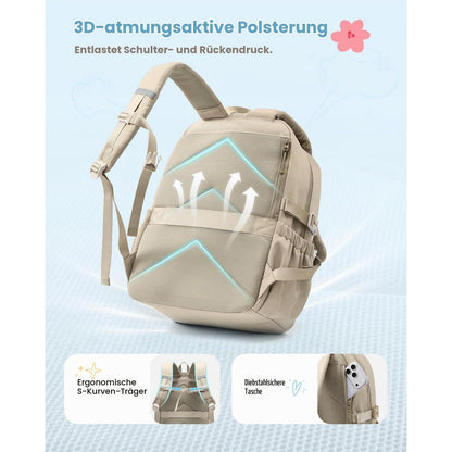Schulrucksack Mädchen 30L, Wasserdicht & DIY-Style