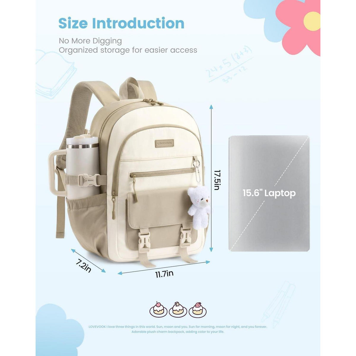 Schulrucksack Mädchen 30L, Wasserdicht & DIY-Style