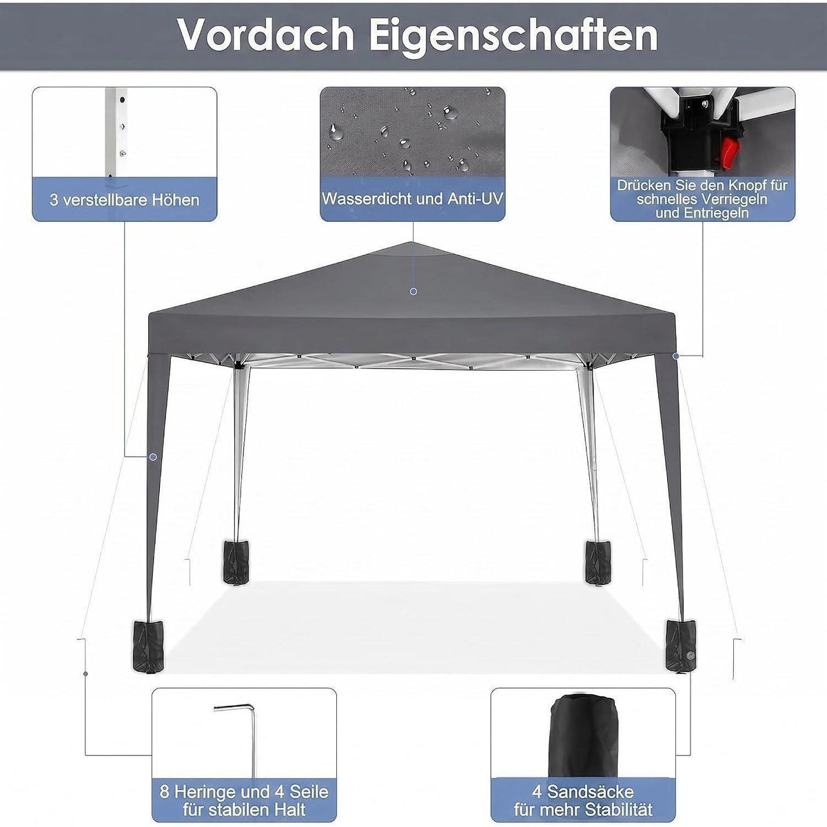 Faltpavillon 3x3 Wasserdicht – Stabil & Winterfest für Garten & Events