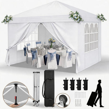 3x3m Faltpavillon mit Seitenteilen – UV-Schutz & Höhenverstellbar