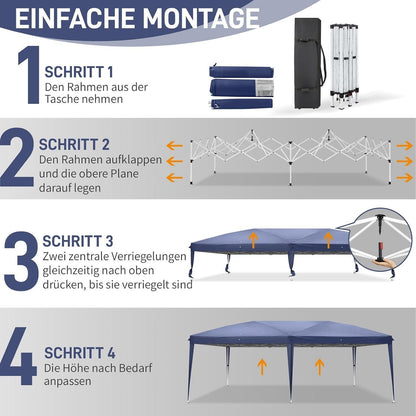 Faltpavillon 3x6m mit Seitenteilen – Wetterfest & Höhenverstellbar