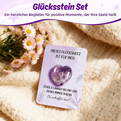 Glücksherz Geschenkset Lila – Mutmacher & Glücksbringer