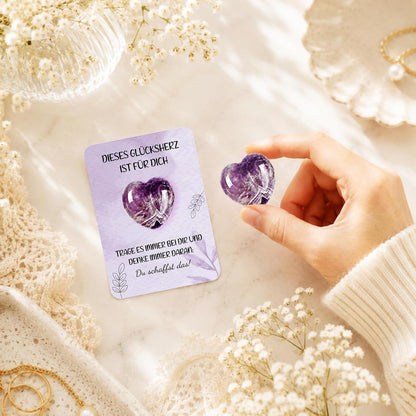 Glücksherz Geschenkset Lila – Mutmacher & Glücksbringer