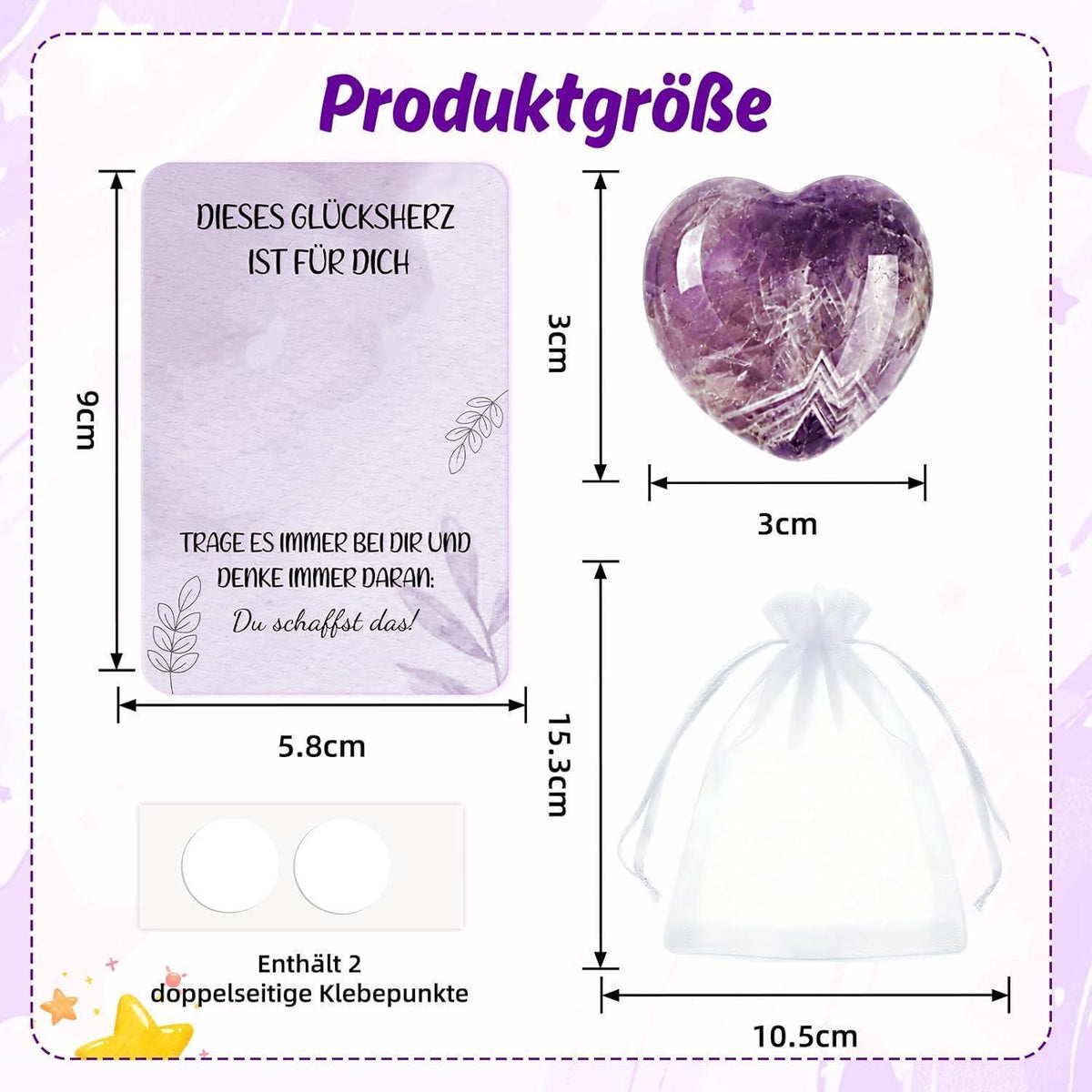 Glücksherz Geschenkset Lila – Mutmacher & Glücksbringer