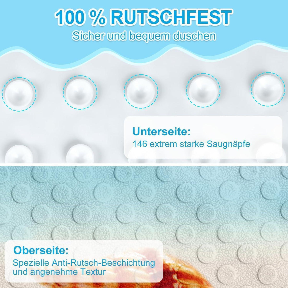 Rutschfeste Duschmatte rund 55cm – Sicher & Schimmelfrei