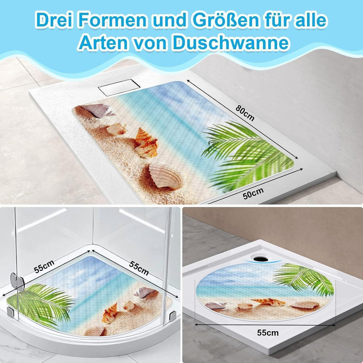 Rutschfeste Duschmatte rund 55cm – Sicher & Schimmelfrei