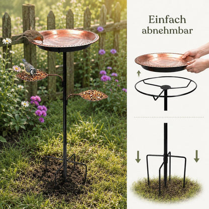 Vogeltränke mit Futterschalen – 89 cm Garten Vogelbad