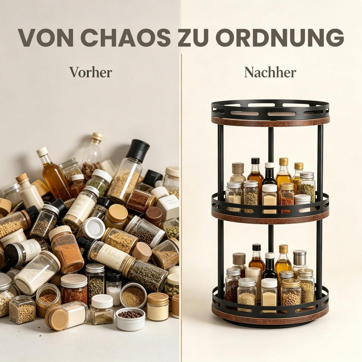 Drehbarer Gewürzregal Organizer 3-stufig für Küche & Bad
