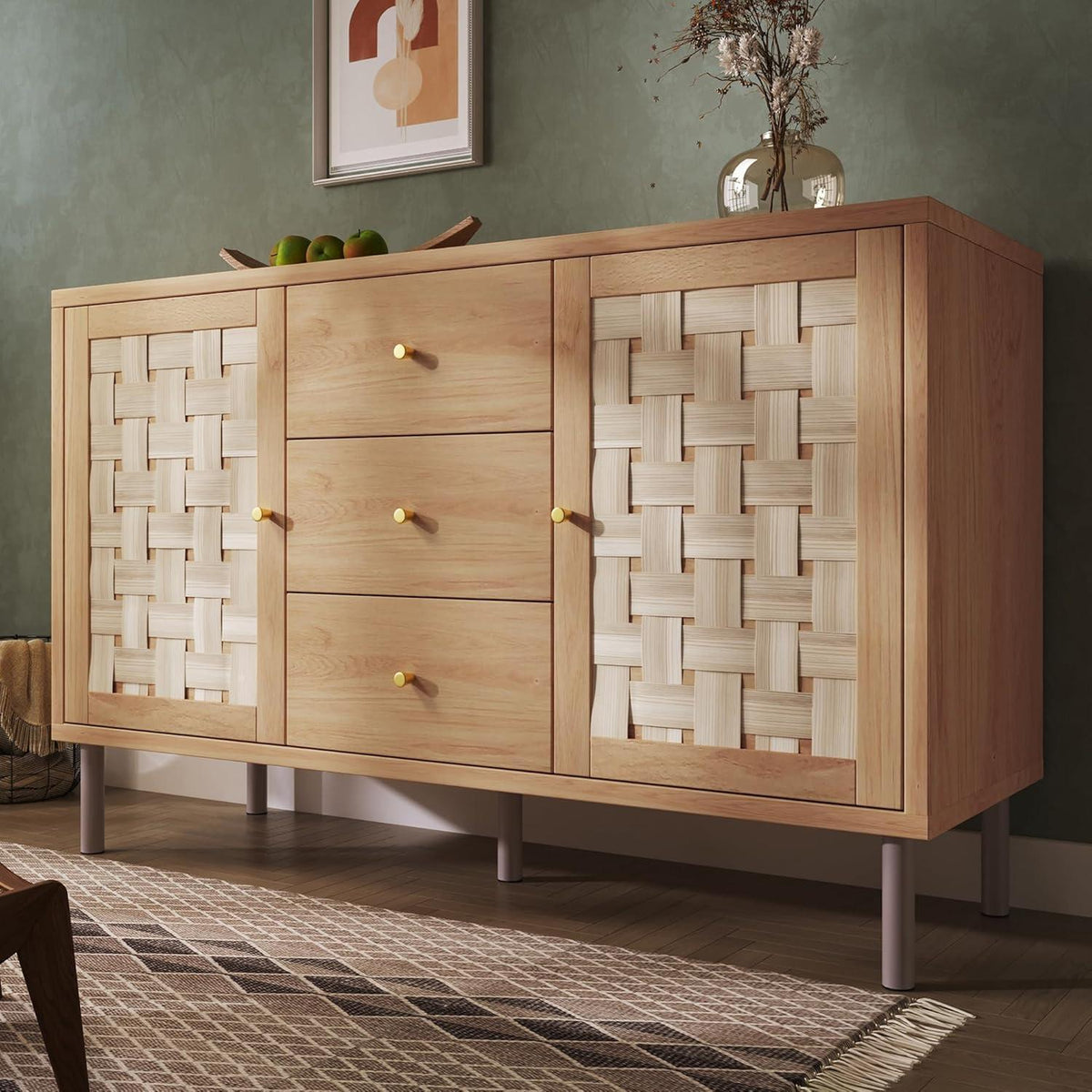 Sideboard Eiche mit 2 Türen & 3 Schubladen – Flexibel & Stabil