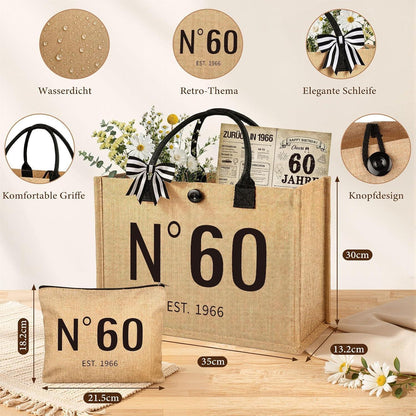 60. Geburtstag Geschenkset Vintage 1966 für Frau mit Tasche