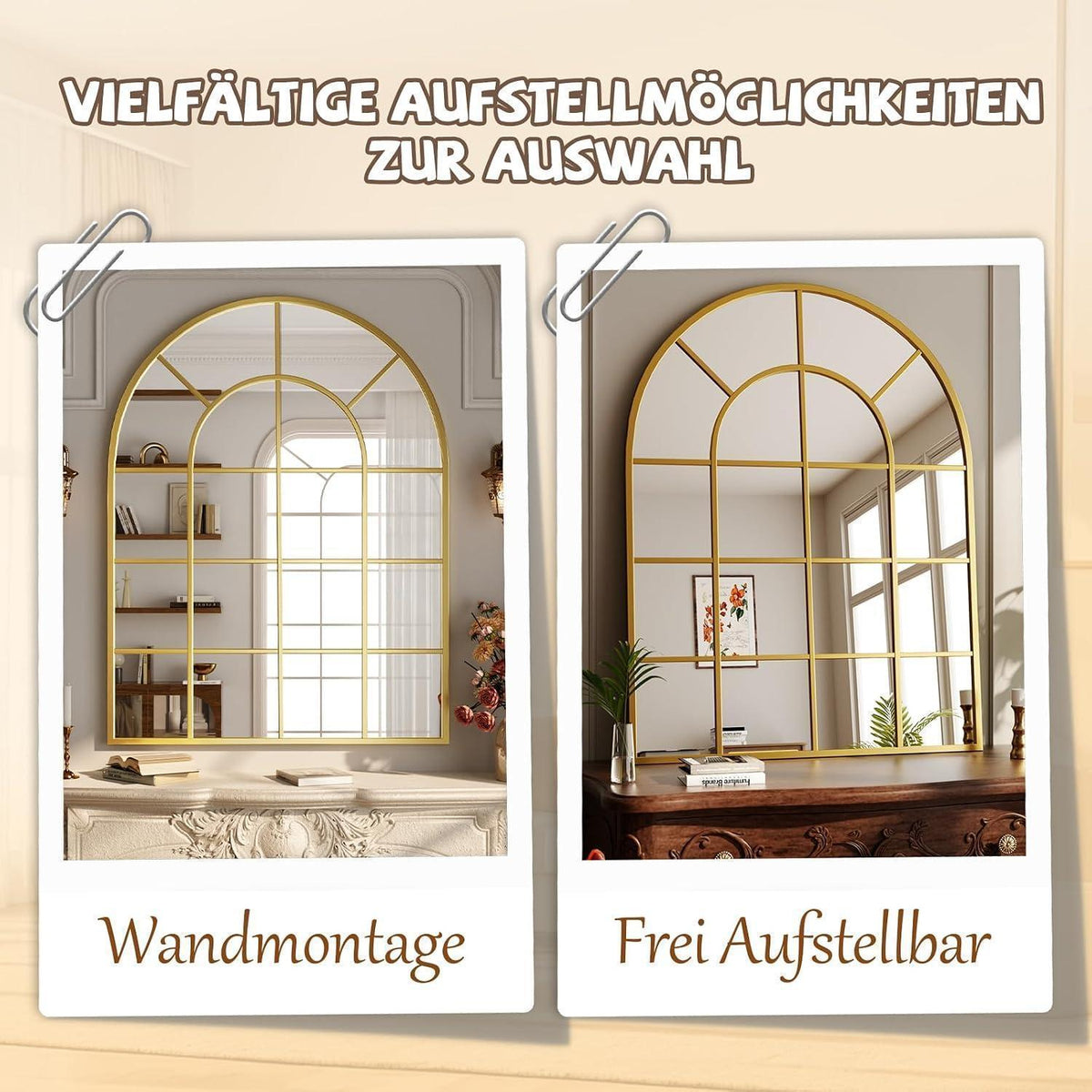 Goldener Wandspiegel mit Gitter 76 x 122 cm
