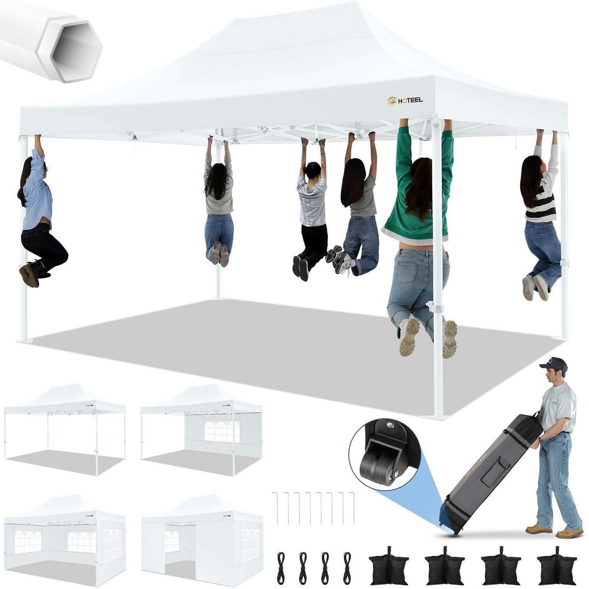 3x4,5m Faltpavillon mit Seitenteilen – Grau