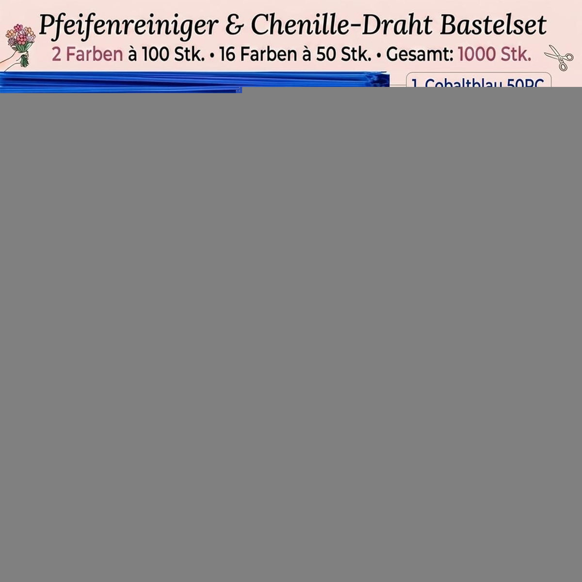 Pfeifenreiniger Blumen Set | 1000tlg. Bastelset für kreative Blumen