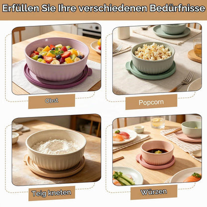 Salatschüssel Set mit Deckel, 4er BPA-frei, stapelbar