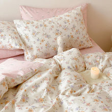 Blumen Bettwäsche-Set Rosa Creme 155x220cm | Mikrofaser