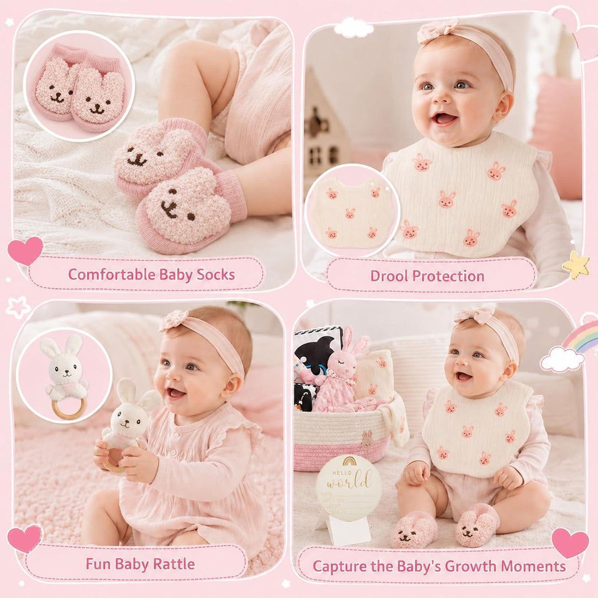 9-teiliges Baby Geschenkset mit Korb – Perfekte Erstausstattung