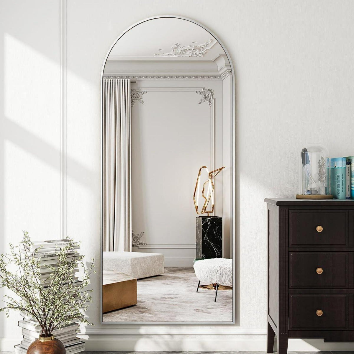 Ganzkörperspiegel Bogenförmig 171x76 cm – Silber & Aluminium