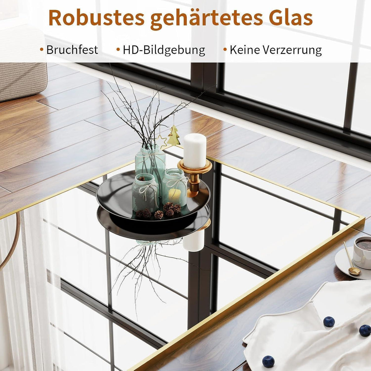 Ganzkörperspiegel 170x70cm Gold mit Ständer – Wand & Stehend