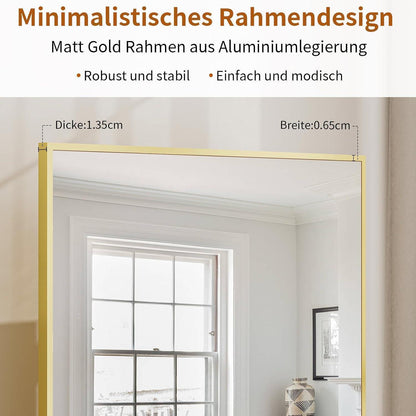 Ganzkörperspiegel 170x70cm Gold mit Ständer – Wand & Stehend